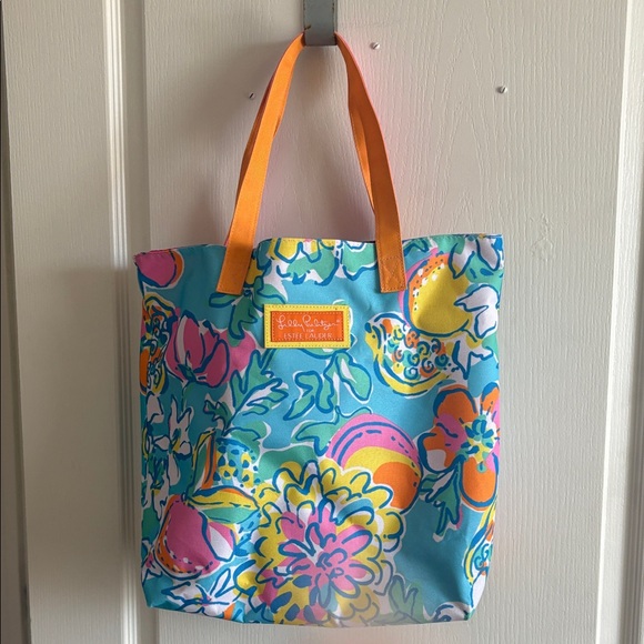 Lilly Pulitzer Handbags - Lilly Pulitzer Vibrant Floral Tote - Blue and Orange